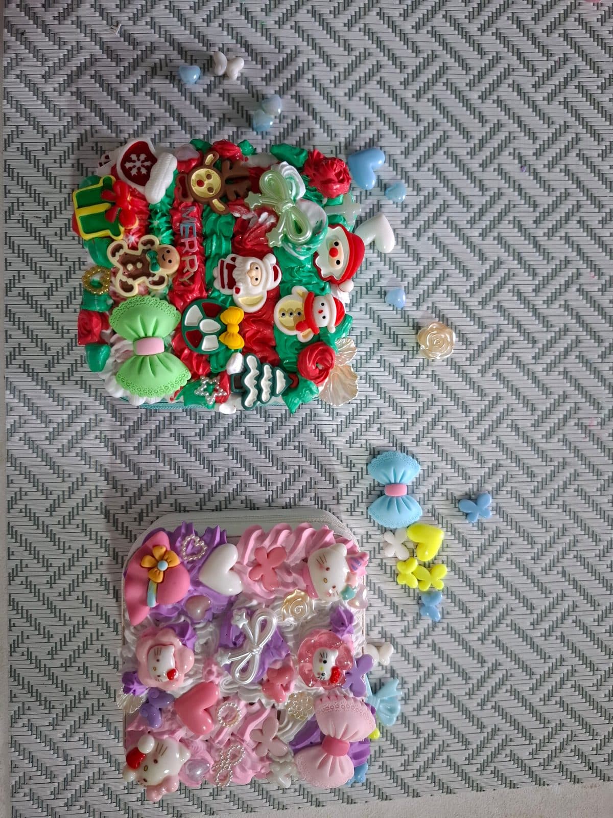 A Christmas pouch and a Hello Kitty pouch, handmade