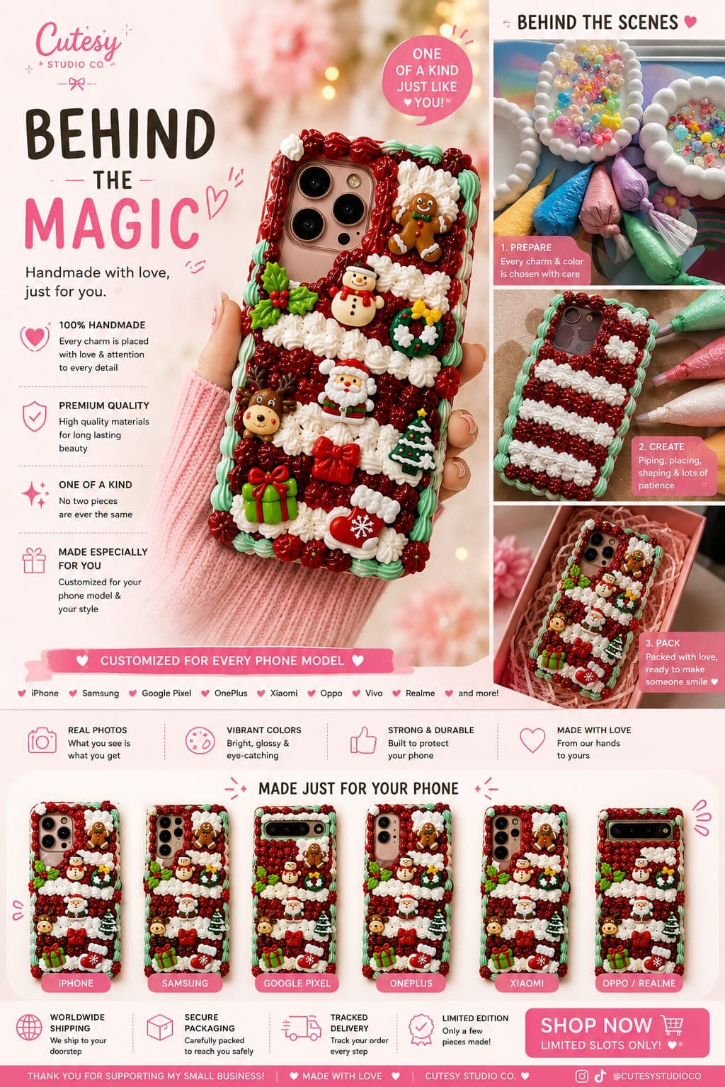 Handmade decoden phone case promotional graphic